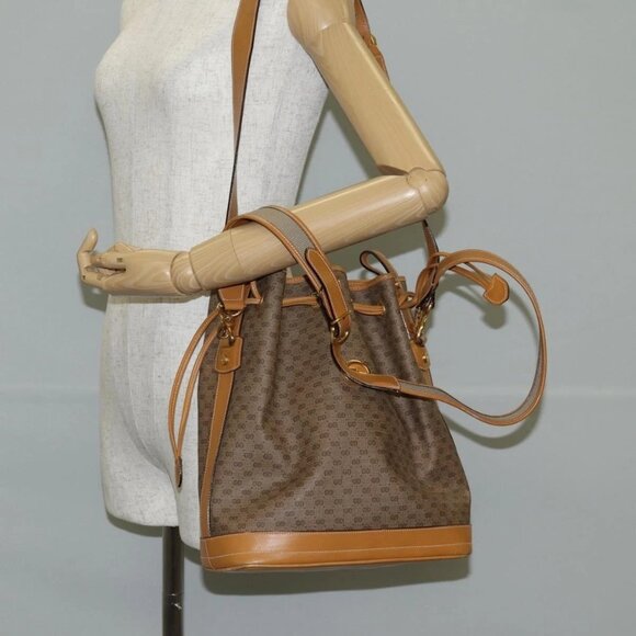 Gucci Handbags - GUCCI Micro GG Supreme Shoulder Bag PVC Beige Gold Auth